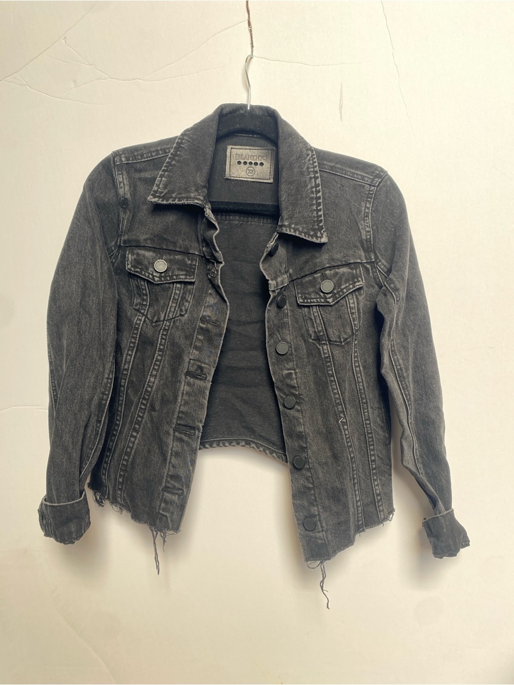 Blank NYC Washed Black Cropped Denim Jacket XS